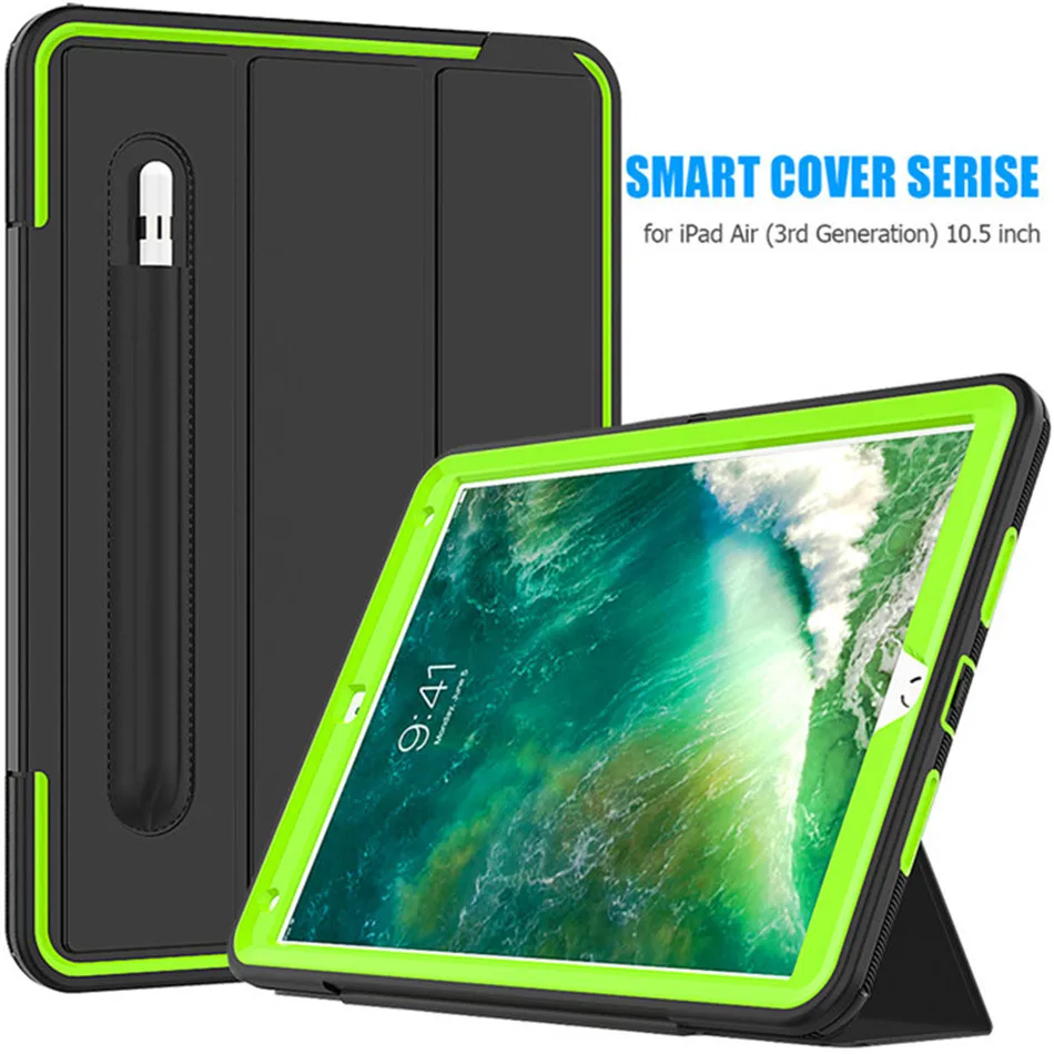 Lime Для ipad Air 3 чехол из искусственной кожи тонкий умный чехол Автоматический Режим сна/пробуждения для ipad Pro 10, 5 дюймов новая модель A1701+ пленка+ ручка - Цвет: Lime