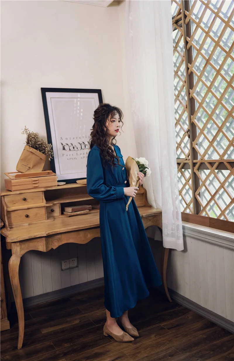Новая модная женская одежда, весенние и осенние платья с длинными рукавами, женское платье