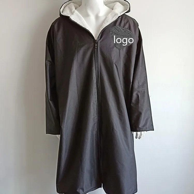 Wholesale customized logo  Waterproof Surf Poncho Dry Changing Robe With Warm lining long sleeve Windproof Wraps at a beach swim sexy bathing suit cover ups