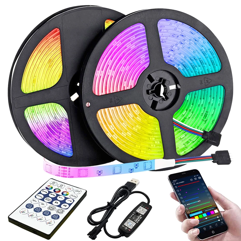 Светодиодная лента WS2812B RGB с Bluetooth 5 в постоянного тока 1-30 м индивидуально