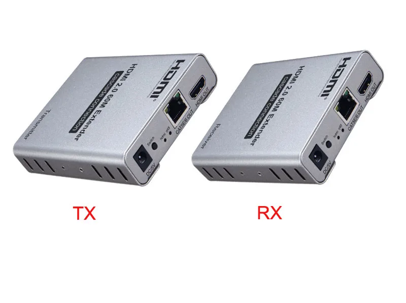 TX and RX 1 Set HDMI 2,0 удлинитель 60 м каскадное соединение 4 к 60 Гц через Cat5E/6 CAT6 RJ45 Ethernet кабель 1080P 120 м передатчик приемник конвертер - Цвет: TX and RX 1 Set