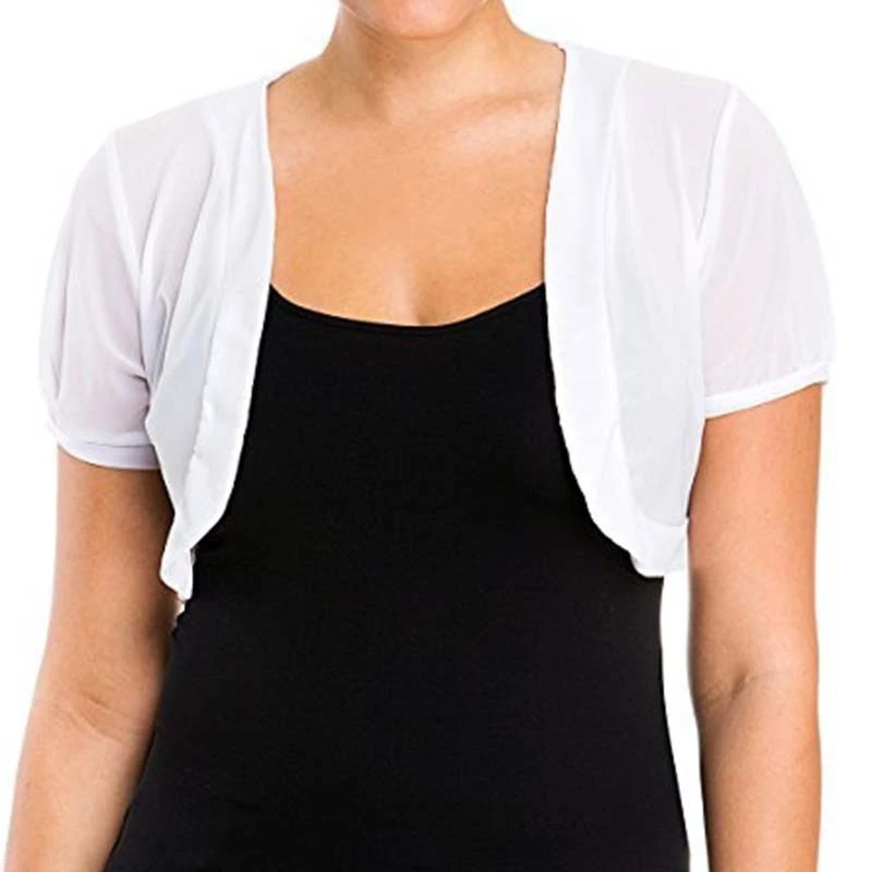 Модная женская шифоновая куртка с коротким рукавом однотонная летняя