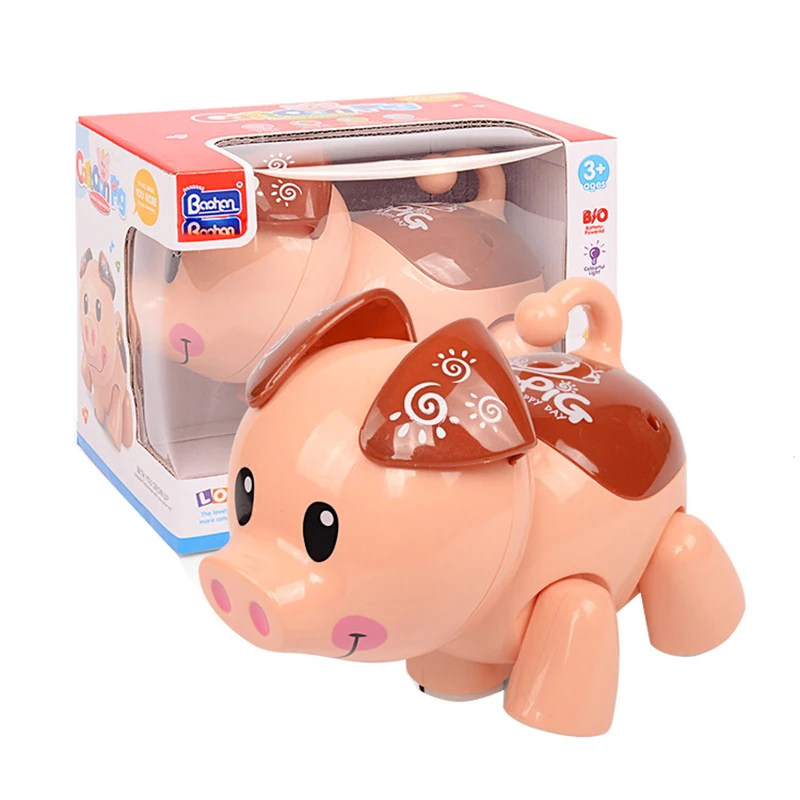 Electronic toy car Cute piggy model Universal walking music cool lighting Interactive Cartoon Pig Electric Virtual Pets kids boy 3