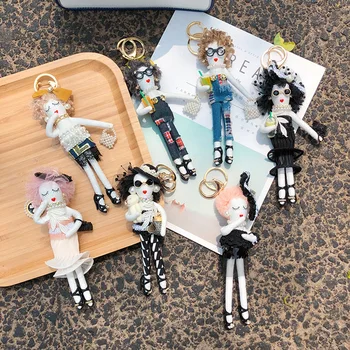 

Fashion Quality Girl Doll Handmade Trendy Little Woman luxury Keychain Creative Toy Doll Bag Car Key Ring Pendant Gifts for Girl