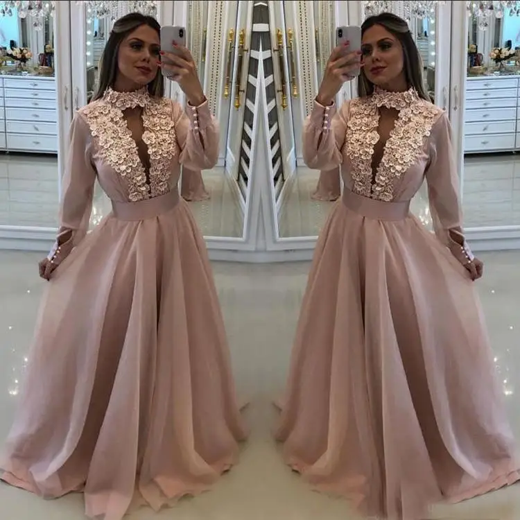 Светильник-розовые платья для матери невесты 3D женское платье с высоким воротом