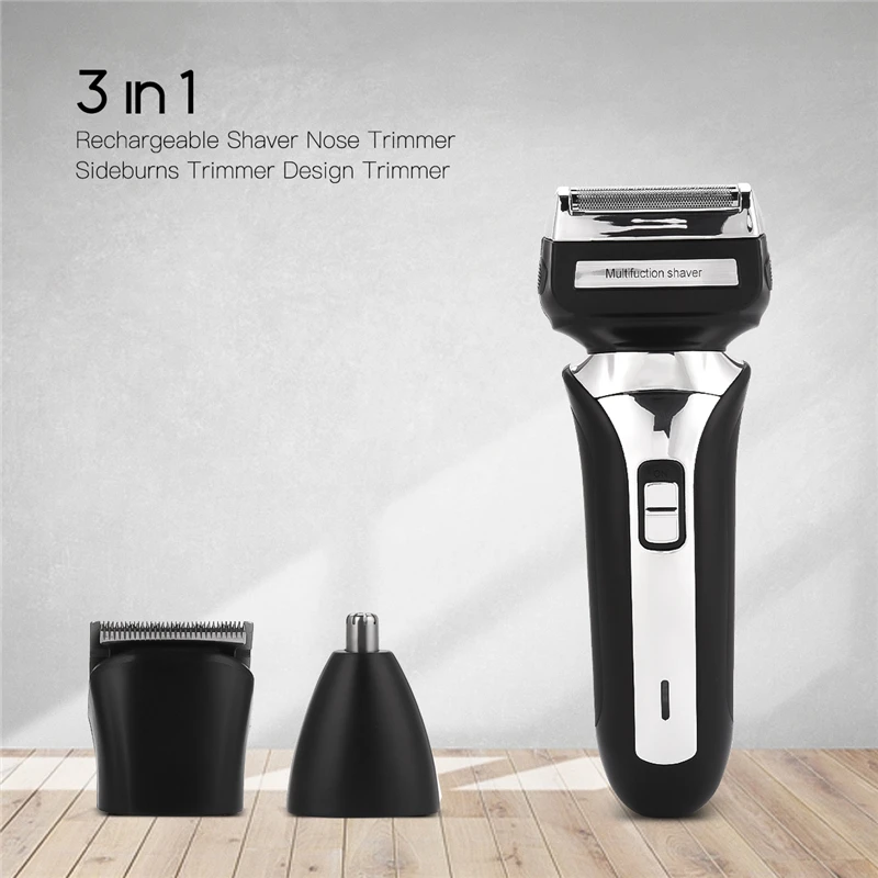 

3 in 1 Men Beard Shaver Cutters Electric Razor Rechargeable Reciprocating Shaving Machine Multifunctional Nose Ear Trimmer
