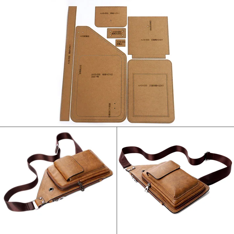 

DIY Handmade Leather Men's Fashion Chest Bag Sewing Pattern Hard Kraft Paper Stencil Template DIY Craft Supplies 37cm*20cm