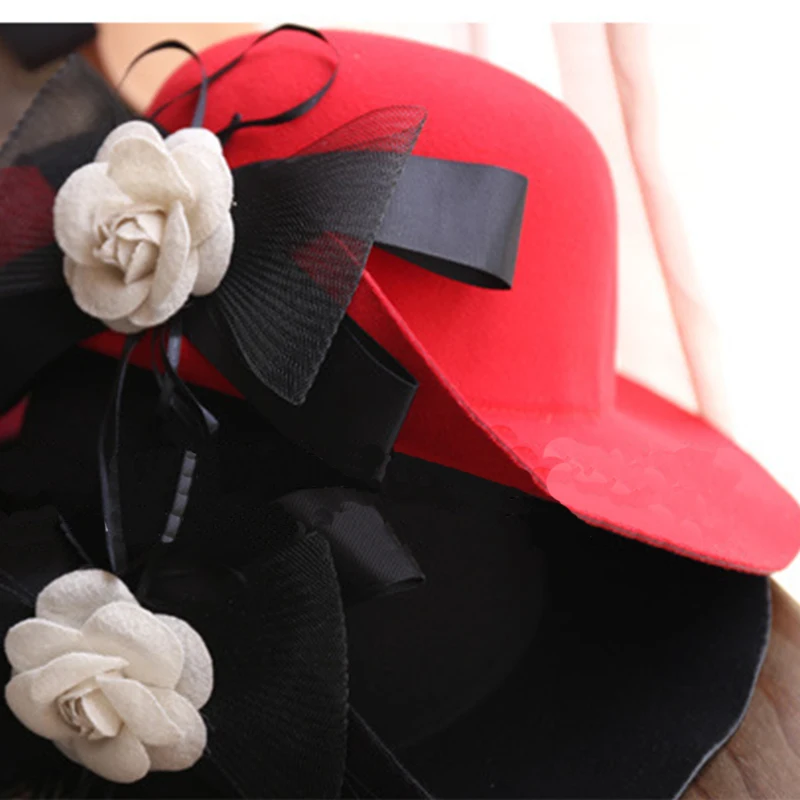 Душистая кашемировая шляпа с боковым подкручивающимся бантом камелии, элегантная шляпа с куполом со всеми видами осенних и зимних шапок