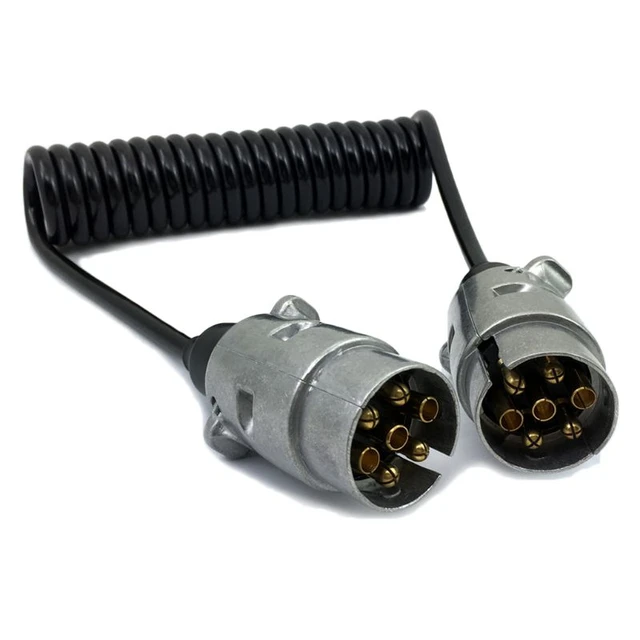 7 Pin Metal Trailer Plugs w/curly extension Cable Lead 1.5M Male To Male  12V Trailer Lighting Board Caravan - AliExpress