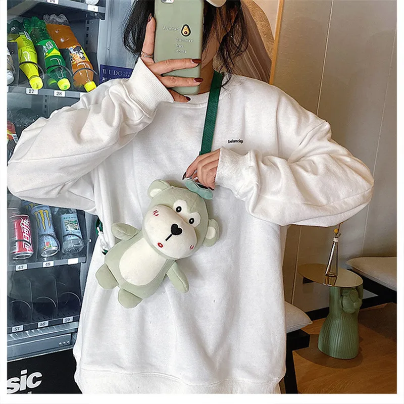 Cute Lion Monkey Plush Toys Backpack Key Phone Bag Crossbody Bag Shoulder Bags Cartoon Animals Dolls Gift for Kids Friends  (10)