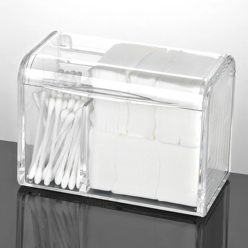

Dustproof Cosmetics Organizer for Cotton Acrylic Makeup Box Organizer Storage Containers for Cosemetics Pads Holder With Lid
