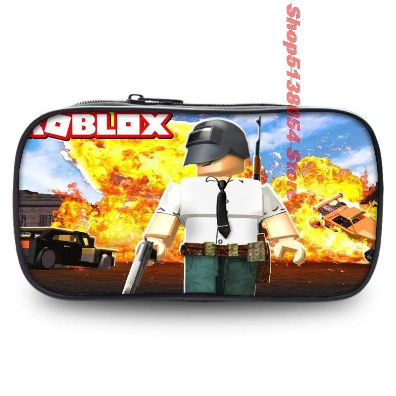 Roblox Bag Zipper Pencil Case Twill Canvas Large Pen Box Pencil
