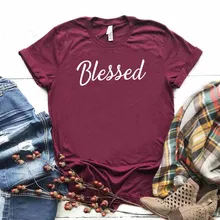 Blessed Letter Print T Shirt Women Short Sleeve O Neck Loose Women Tshirt Ladies Summer Fashion Tee Shirt Tops Clothes