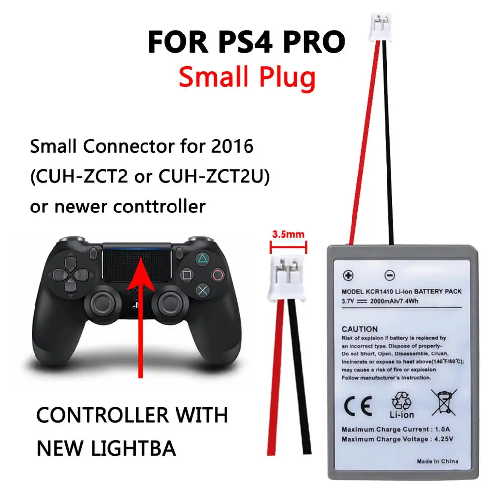 2000mAh Batterie für Sony PS4 Pro Dünne Bluetooth DualShock Controller Zweite Generation CUH-ZCT2 CUH-ZCT2U KCR1410