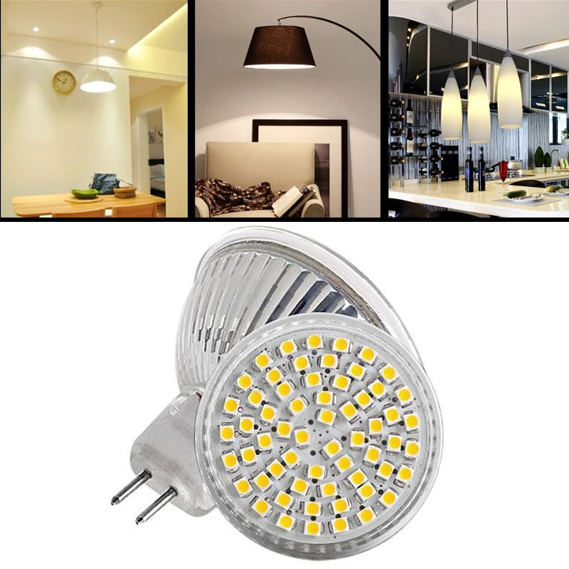 MR16 LED Bulb 5W 12V 3528 60SMD Warm White Tube Light 300LM Lamp Spotlight