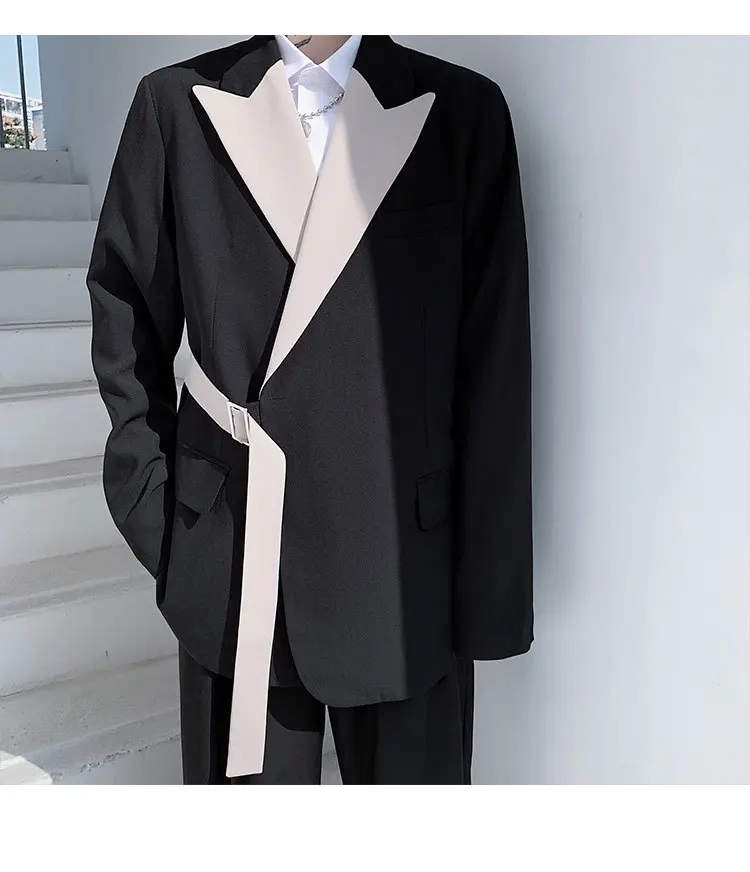 Краш цвет корейский Жених мужчин Slim Fit ткать приносить парадный костюм Человек Ternos Masculino Весна длинный рукав ремень украшения