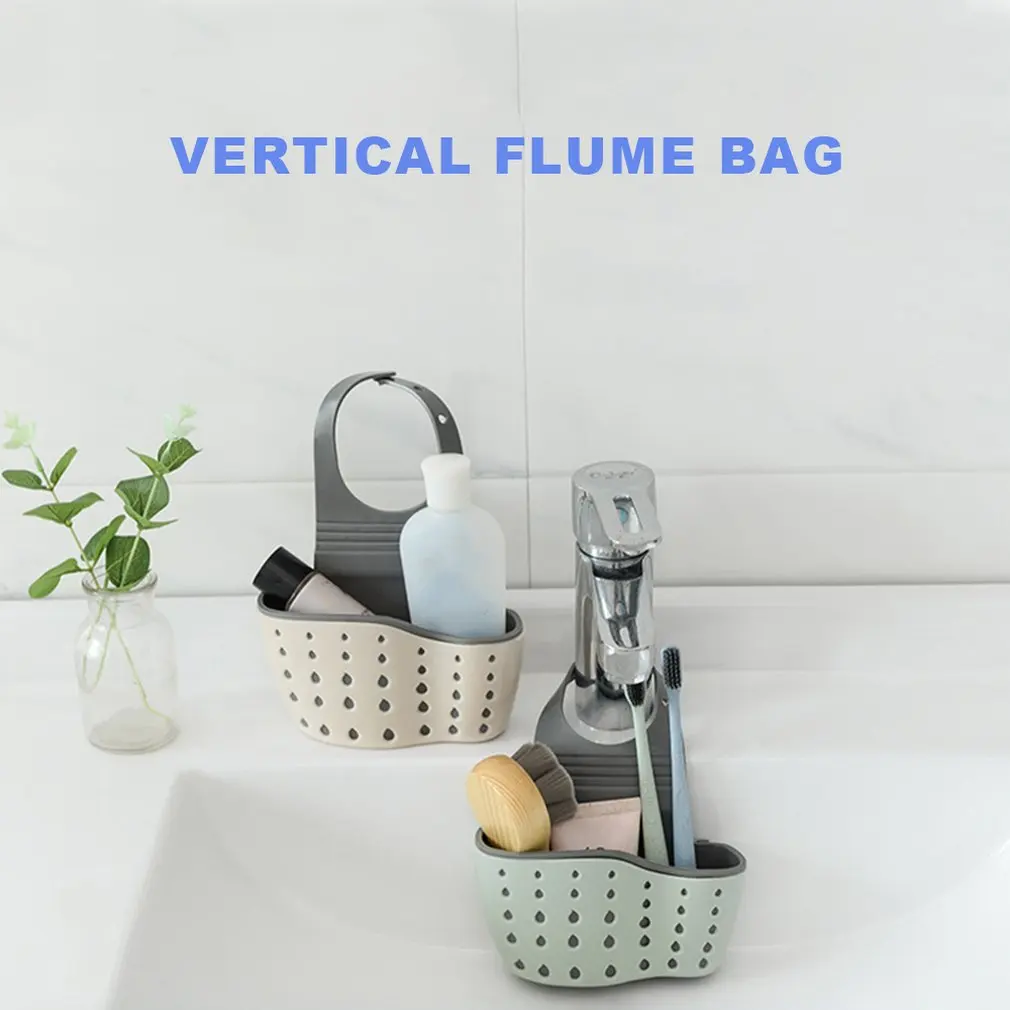 Kitchen Utensils Sink Double Drain Bag Storage Rack Sponge Pool Storage Supplies Hanging Basket Drain Rack