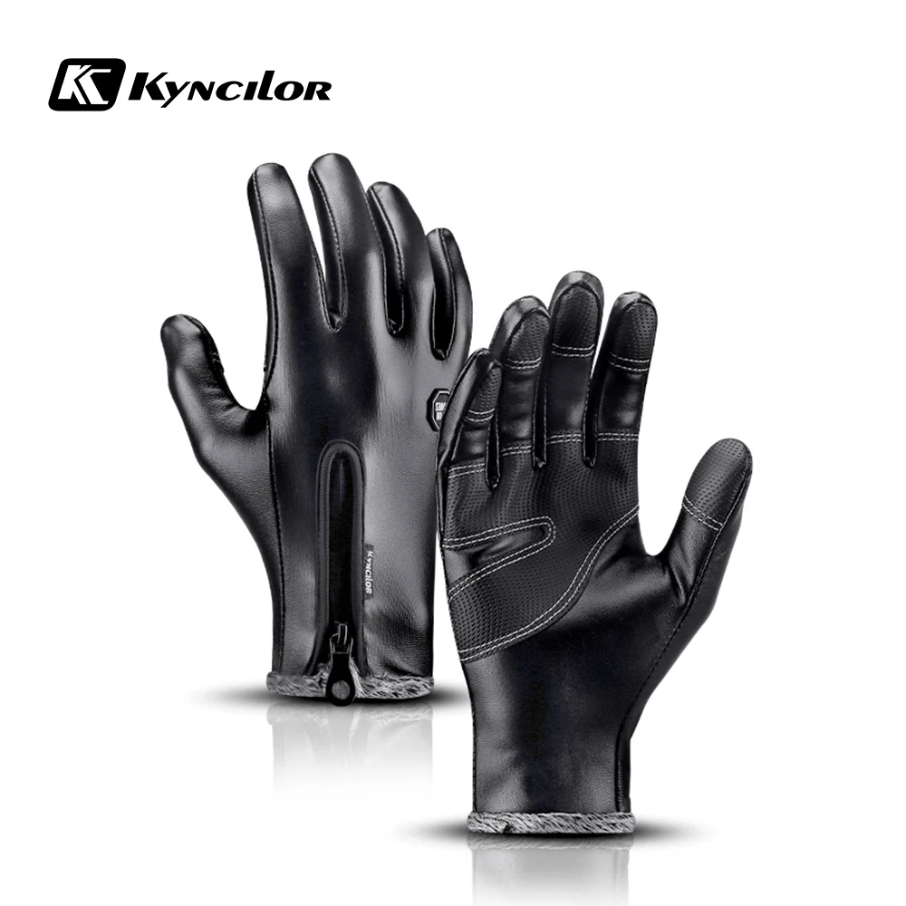 KyncilorMensWinterGlovesCyclingGlovesVelvetLeatherMenTouch