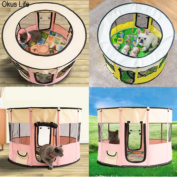 

72X72X40CM Portable Outdoor Kennels Fences Pet Tent Houses Small Dogs Foldable Playpen Indoor Puppy Cage Dog Crate Delivery Room