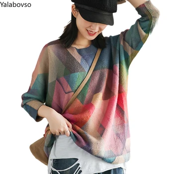 

Fake Mink Cashmere Ladies Winter Jumpers Womens Knitted Cotton Oversized Sweaters Casual Warm O neck Pullovers Z3