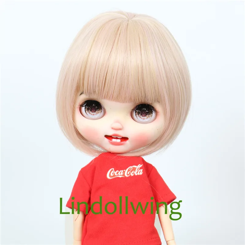 

Парик блайз Qbaby Amydoll, 9-10 дюймов, короткие прямые телесные розовые волосы