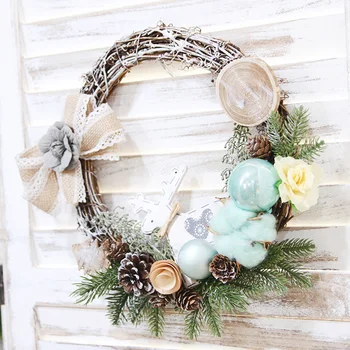 

Christmas Wreath Decoration Pine Cones Rattan Flower Pine Needles Window Layout Front Door Hanging Ornaments Place Prop Garlands