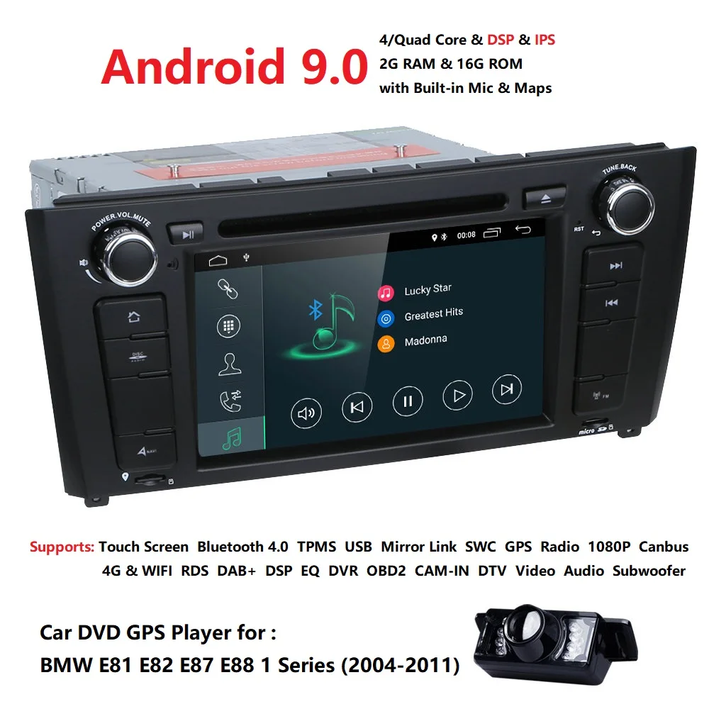 

Android 9.0 Car GPS Navi Stereo Radio For BMW E81 E82 E87 E88 4-Core CPU 2004+ 4G+32G RAM IPS Touch Screen Multimedia Player BT