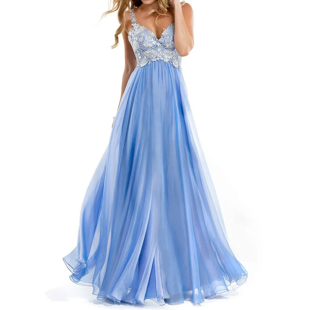 Синий Vestido De noiva Fiesta Largos Elegantes, Длинные вечерние платья, платье на выпускной,, кружевные аппликации, платья для матери невесты - Цвет: Синий