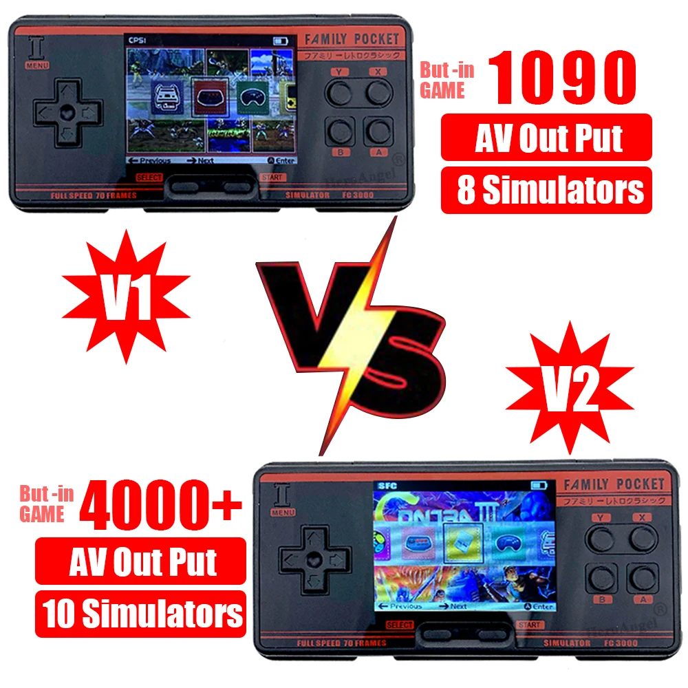 New FC3000 Handheld Game Console Retro Game Player Built in 4000+ Games 10 Simulator IPS Screen Video Game Console Dropshipping