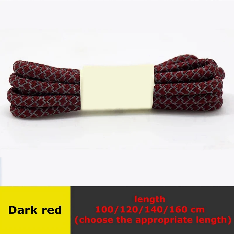 Dark red 1 пара 3 м светоотражающие шнурки круглые шнурки для кроссовок флуоресцентная обувь на шнурках; модные блестящие шнурки Длина 100/120/140/160 см - Цвет: Dark red