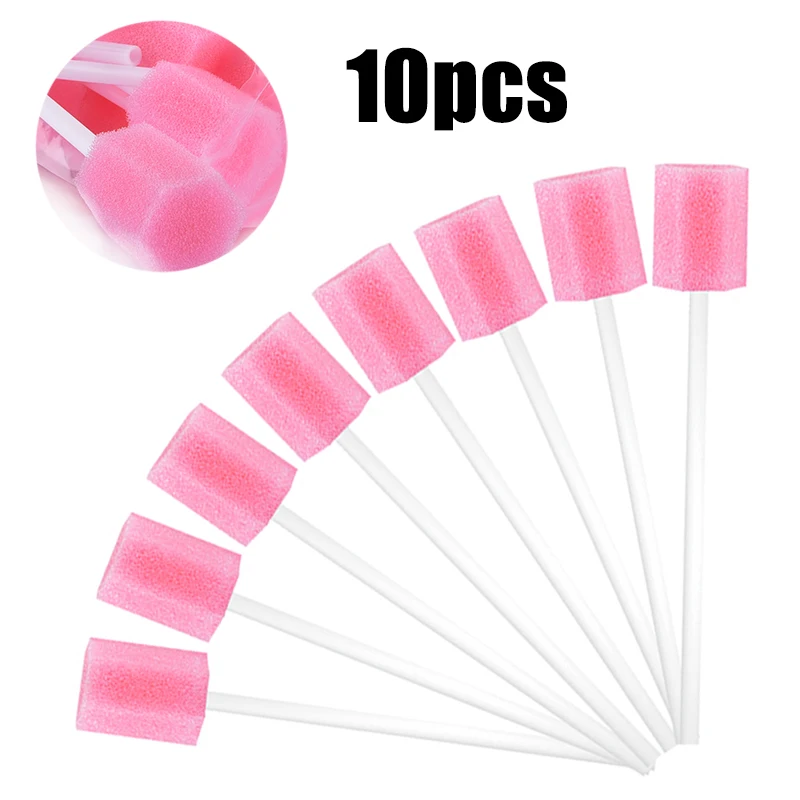 

10pcs Pink Oral Foam Swabs Mouth Cleansing Rods Hexagonal Shape Foam Sputum Sponge Sticks Oral Care Tools for Oral Medical Use
