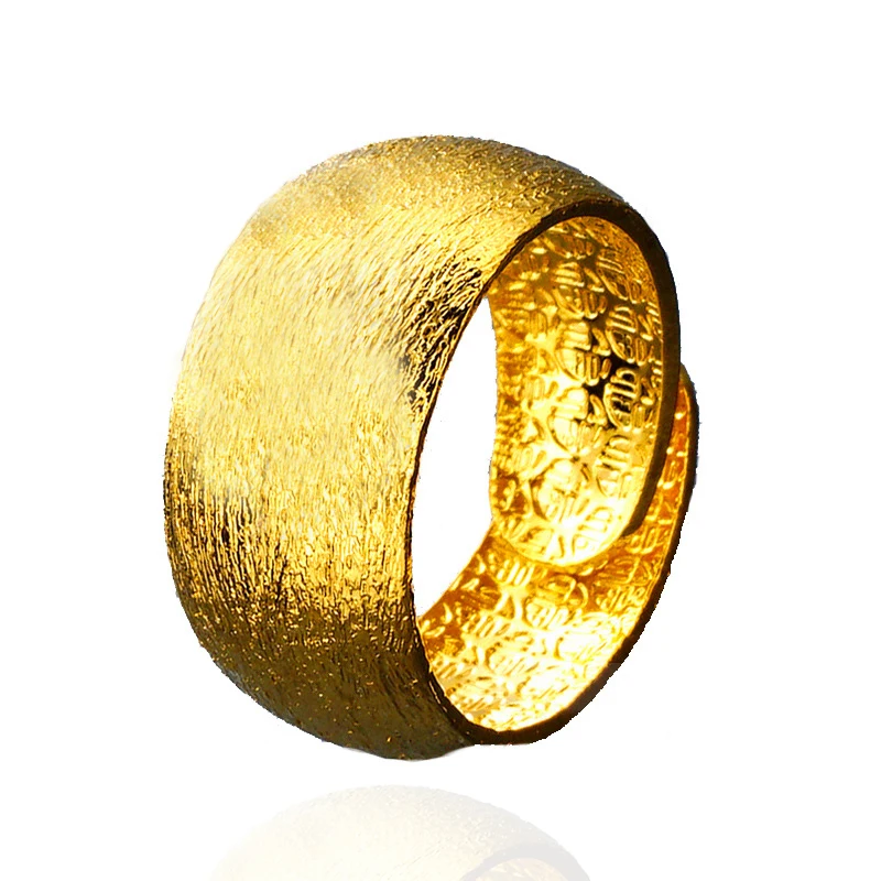 

10mm Classic Matte Wedding Ring Luxury Gold Color Resizeable Finger Jewelry for Men / Women