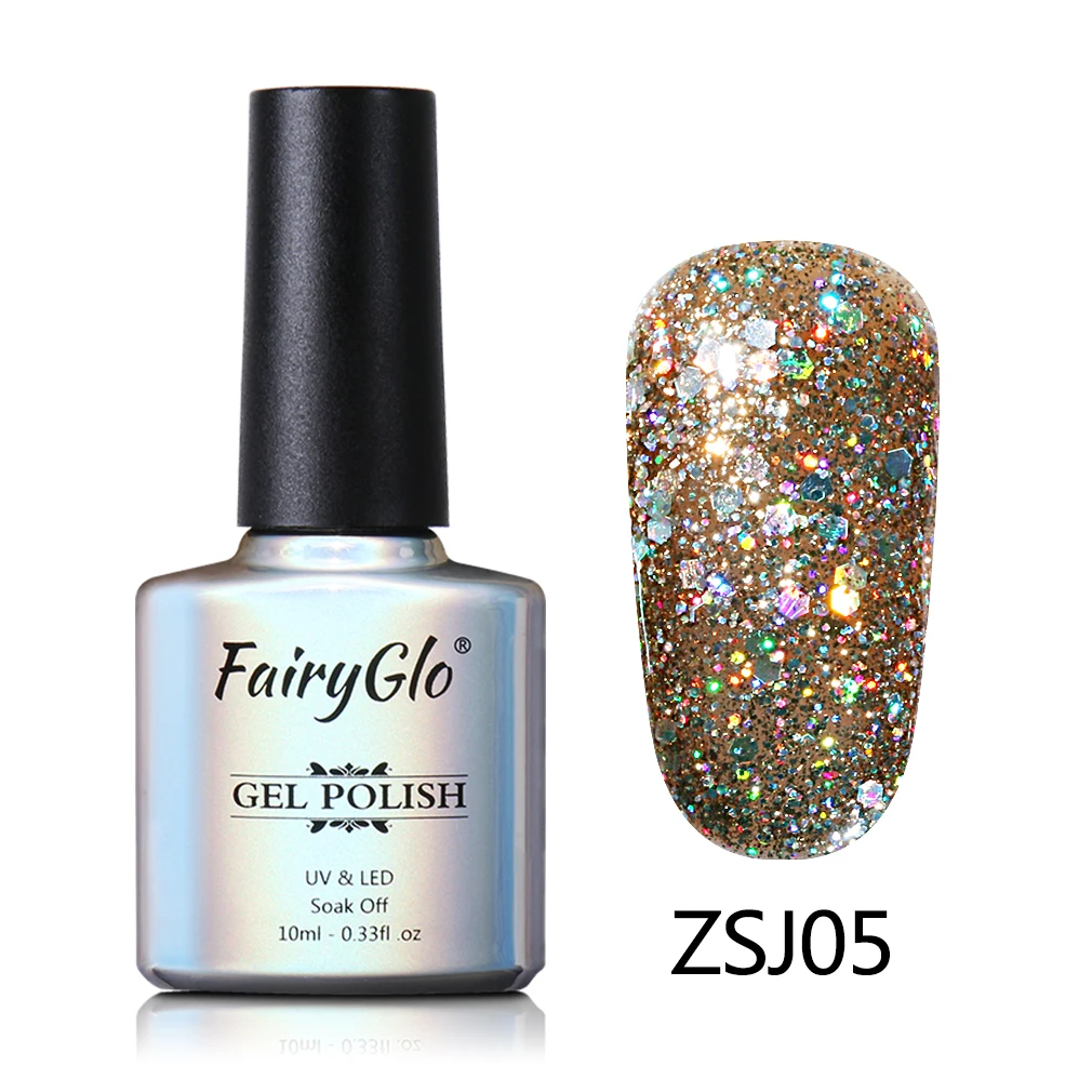FairyGlo 10 мл Алмазный Гель-лак для ногтей Vernis Полупостоянный УФ-светодиодный Блестящий Гель-лак с эффектом замачивания Гибридный эмалированный лак - Цвет: ZSJ005