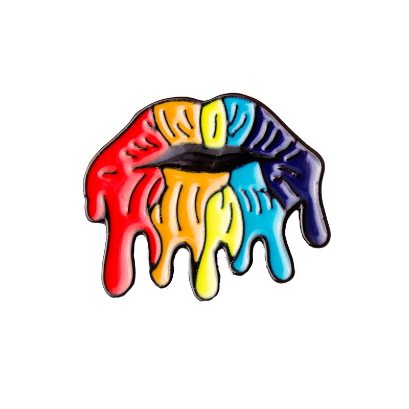 

Color Flame Lip Metal Enamel Brooch Personality Fashion Men and Women Badge Pin Charm Trendy Clothing Backpack Jewelry Gift