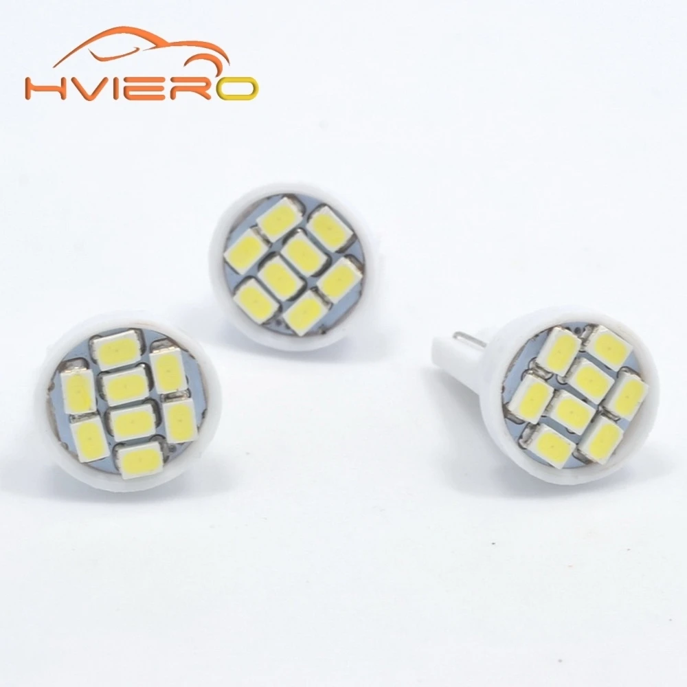 Hviero White Car Led 10Pcs T10 W5W 3020 1206 8leds 8SMD Car Interior Light Parking Light Auto Wedge Lighting car accessories DC 12V