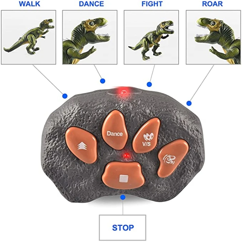 New Remote Control Dinosaur LED Light Dinosaur Walking And Roaring Realistic Action Figure Toy For Kids Gifts 2