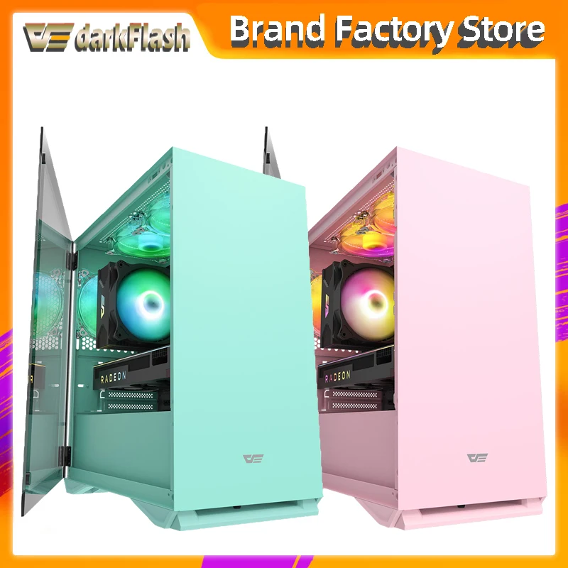 Aigo DLM22 desktop computer case pink green gabinete pc gamer completo mini matx/itx htpc chasis Tempered glass gaming pc case|Computer Cases & Towers| - AliExpress