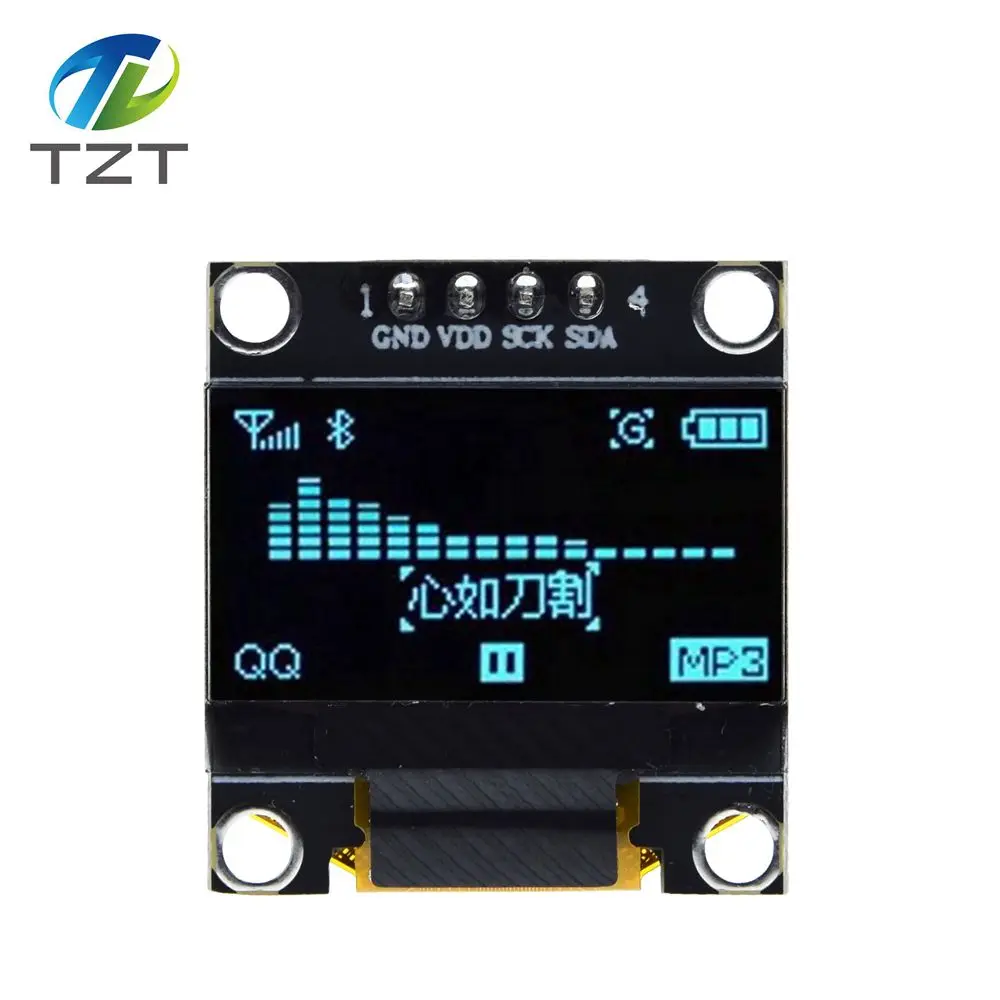0.96 BLACK Blue TZT 0.96 inch IIC Serial White OLED Display Module 128X64 I2C SSD1306 12864 LCD Screen Board GND VCC SCL SDA 0.96" for Arduino - Цвет: 0.96 BLACK Blue