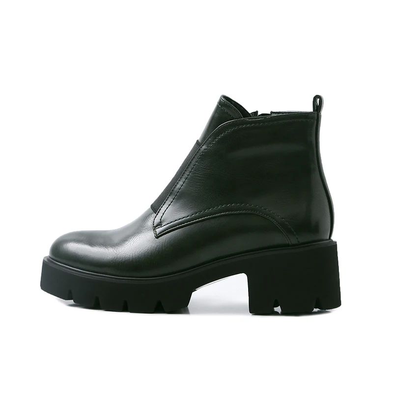 Green Leather Lining ROBESPIERE; брендовая Дизайнерская обувь; Новинка года; зимняя женская обувь; большие размеры; сапоги на высоком каблуке; ботильоны на платформе на молнии; не сужающийся книзу массивный каблук; B142 - Цвет: Green Leather Lining