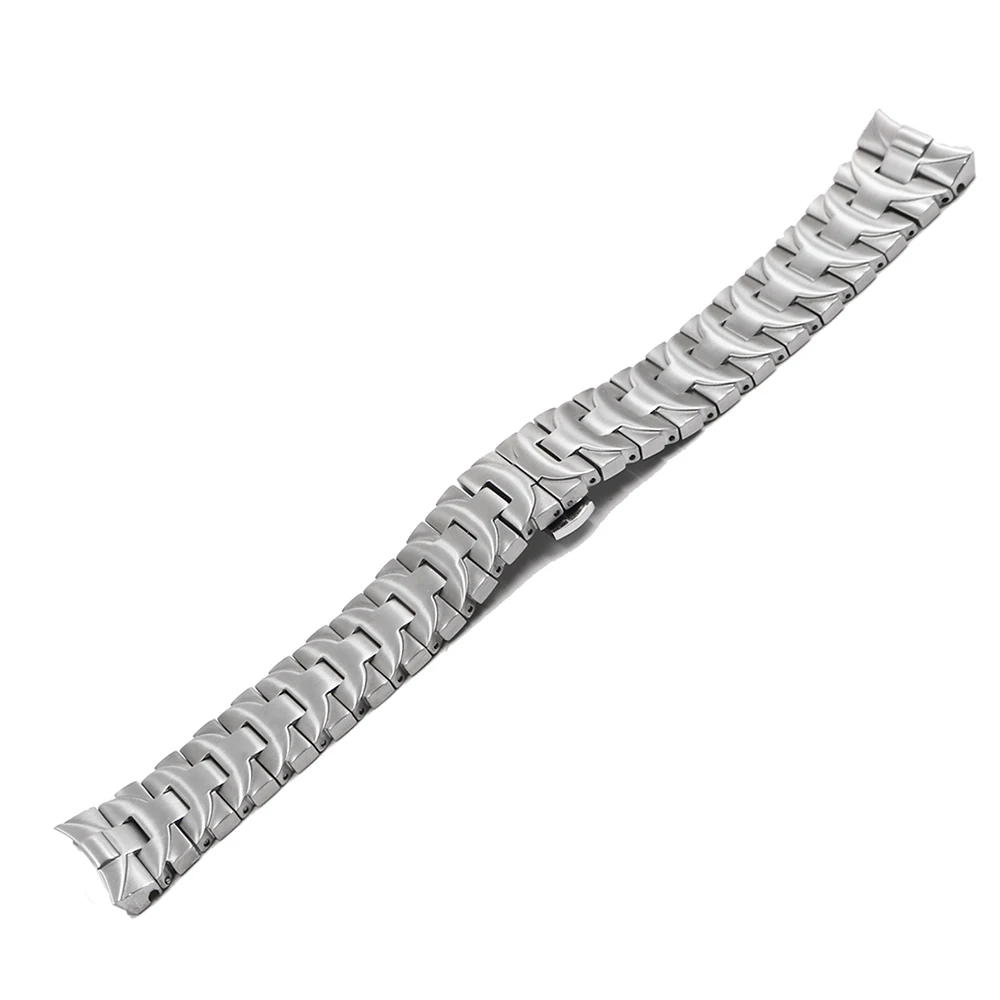 Rolamy 24mm 316L Stainless Steel Watch Band Silver Double Push Clasp For Panerai Luminor Man Style