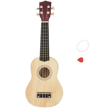 

21 inch Soprano Ukulele 4 Strings Hawaiian Guitar Uke + String + Pick For Beginners kid Gift(Natural)