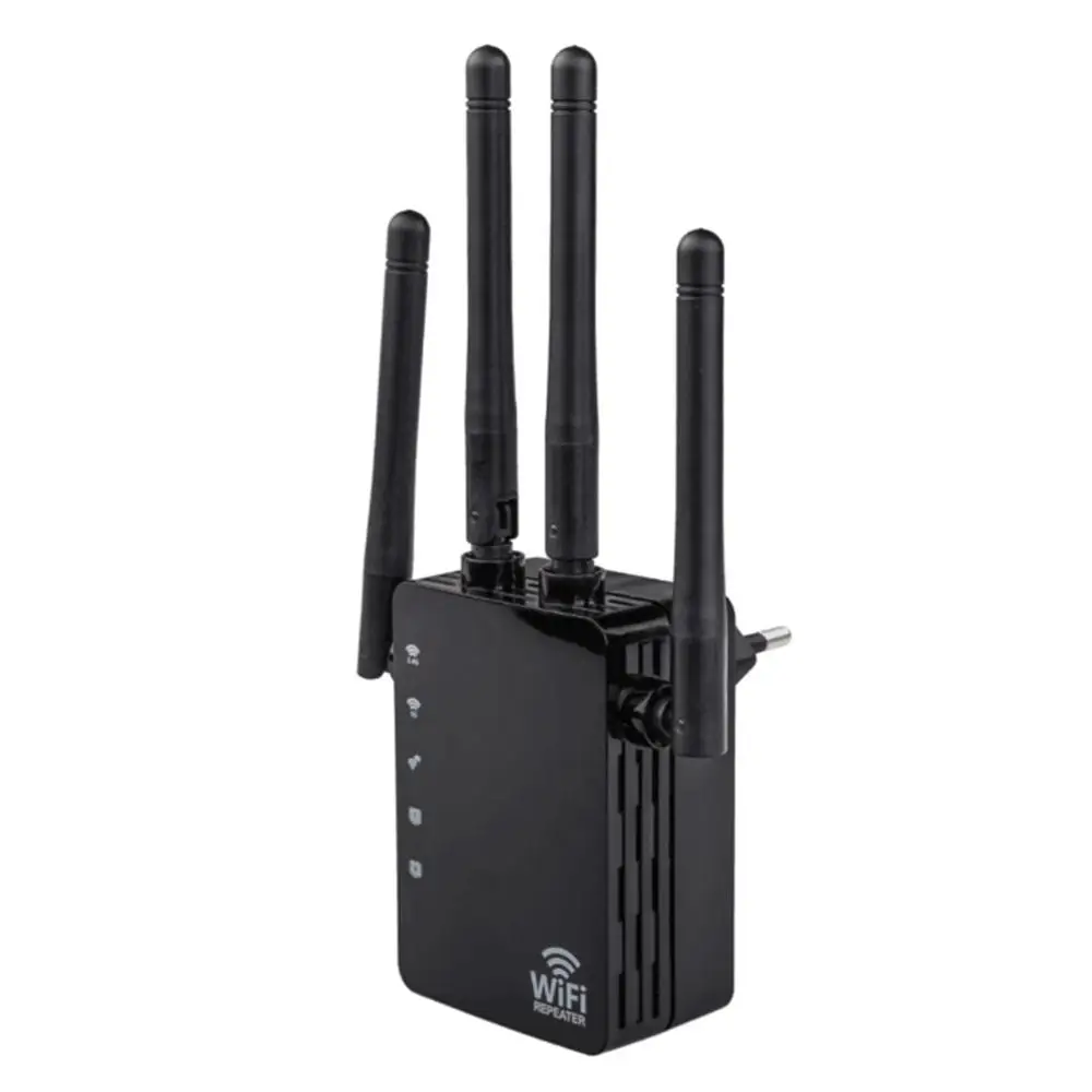 Black EU Беспроводной Wi-Fi ретранслятор маршрутизатор 1200 Мбит/с двухдиапазонный 2,4/5G 4 антенны Wi-Fi диапазон расширитель Wi-Fi роутеры Домашняя сеть товары для дома - Цвет: Black EU