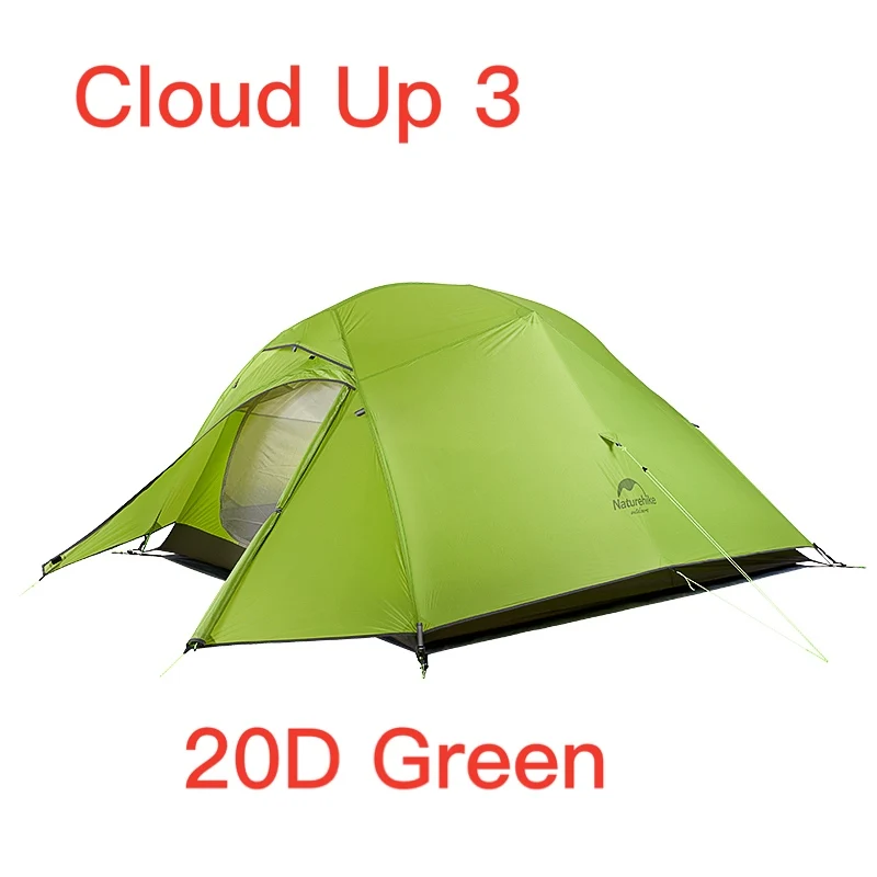 Naturehike модернизированная серия Cloud Up Сверхлегкая походная палатка Водонепроницаемая походная палатка 20D нейлоновая палатка с бесплатным ковриком - Цвет: CloudUp3 20D Green