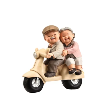 

Happiness Grandparents Miniature Model Cycling Figurines Home Decoration Crafts Love Night Light Miniature Model Ornaments
