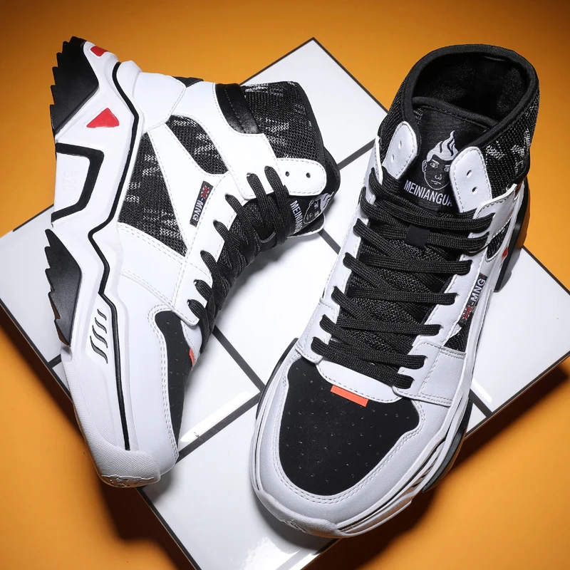 Skup Nowy wysokiej Top buty do biegania projektant skórzane szwy buty sportowe męskie trampki jesień zima Zapatillas trenerów sportowych