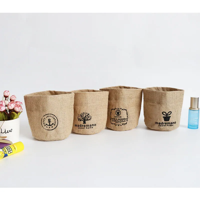

Zakka Cotton Linen Storage Industry Dotted Multi-functional Debris Table Decorative Storage Can