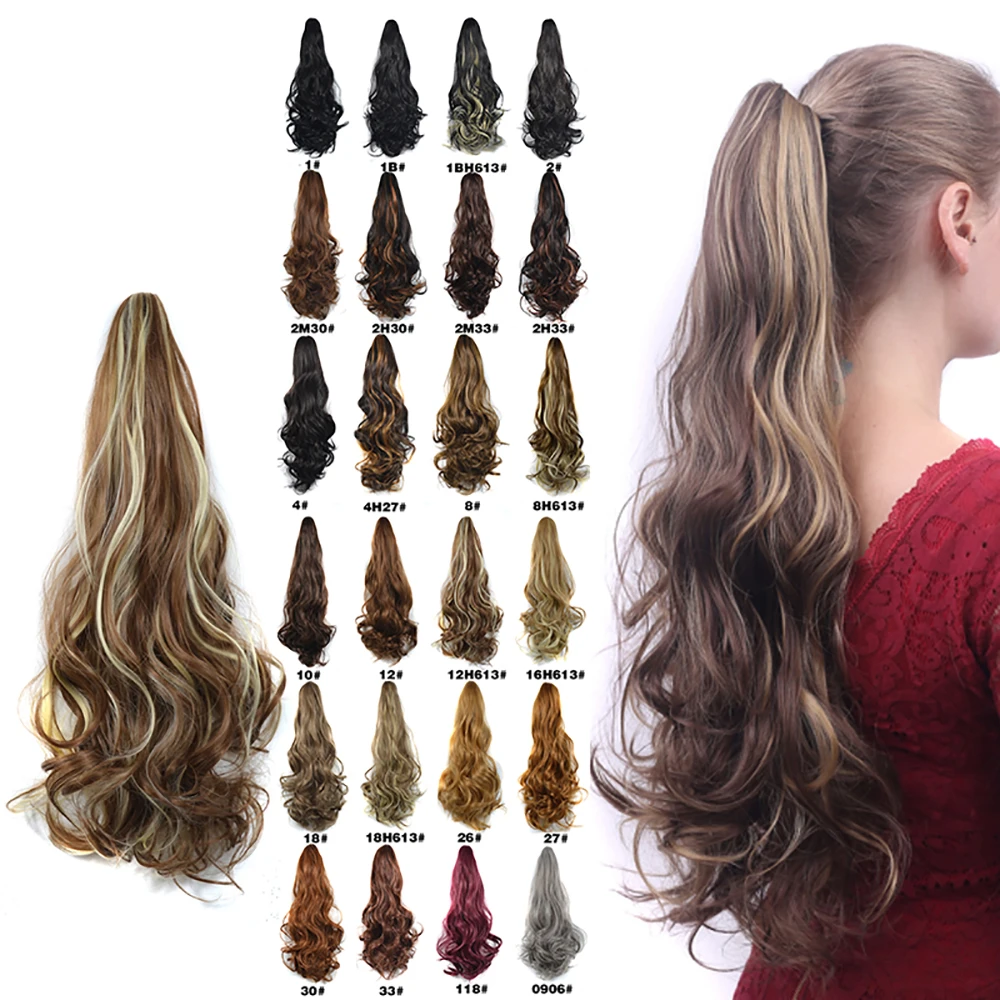 

LIHUI Curly Ponytail Synthetic Claw on Ponytail Hair Extension Fake Ponytail Hairpiece for Women Black Brown Tail Hair