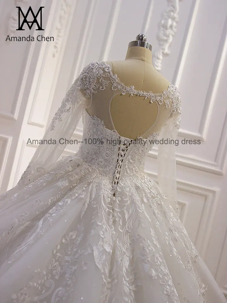 Robe de mariee свадебное платье с длинным рукавом и кружевной аппликацией