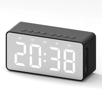 

SOONHUA Digital Wireless Speaker Alarm Clock Mirror Screen Speakers Snooze Function With Mic And Charging Cable Free Shipping