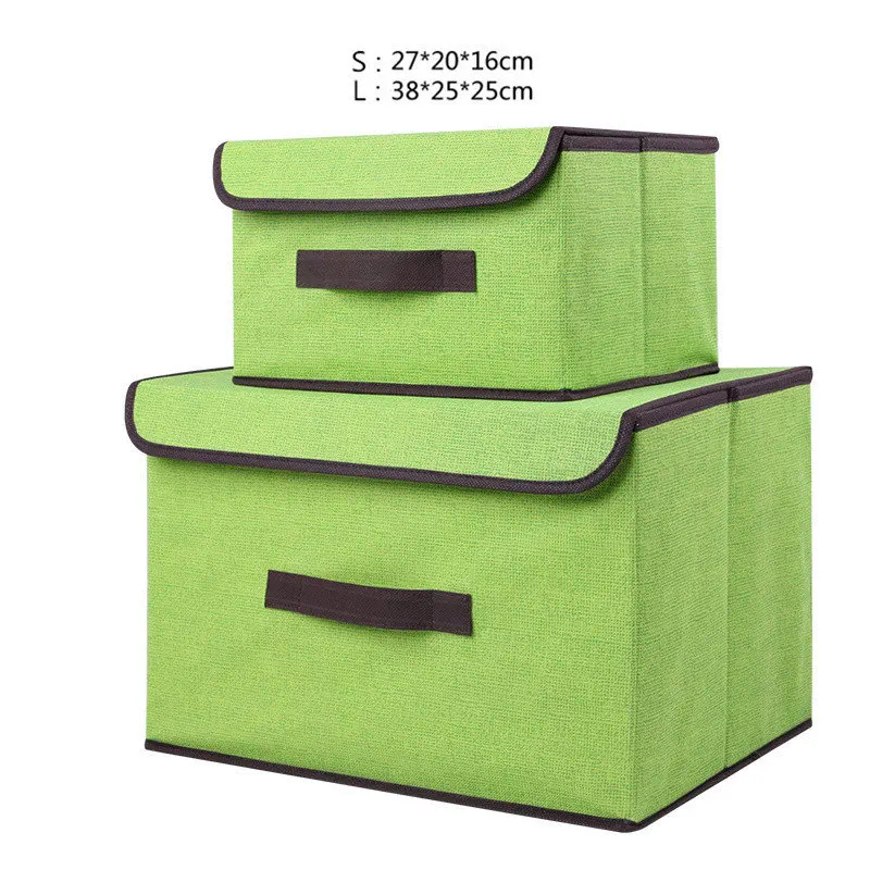 green mianmakuan 2 шт./набор, чемодан для одежды, покрытый резервуар для хранения, нетканые отделочные коробки для нижнего белья, органайзер для игрушек, ящики для хранения косметики Cajas - Цвет: green mianmakuan